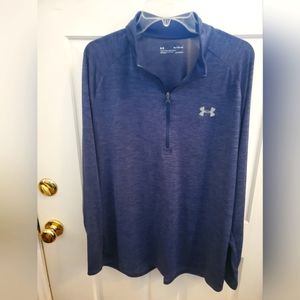 UA Under Armour HeatGear Blue Long Sleeve 1/4 Keyhole Zip Loose Shirt Size Large
